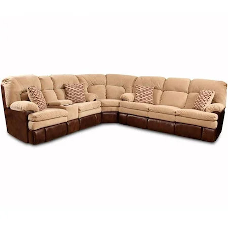 Reclining Corner Sectional Sofa with Left Side Cup-Holder Console for Family Rooms